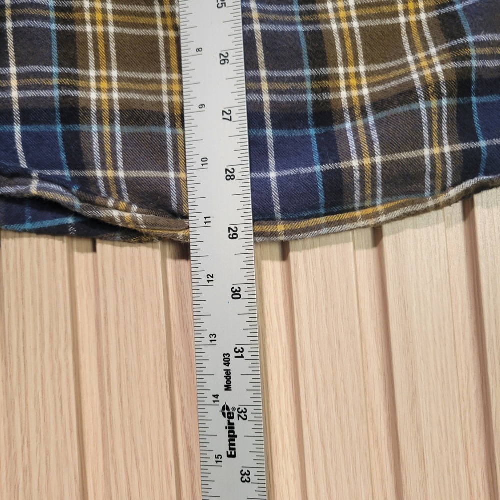 LL Bean Mens Flannel Shirt Medium Slightly Fitted Plaid Blue Green 298167 - Picture 9 of 13